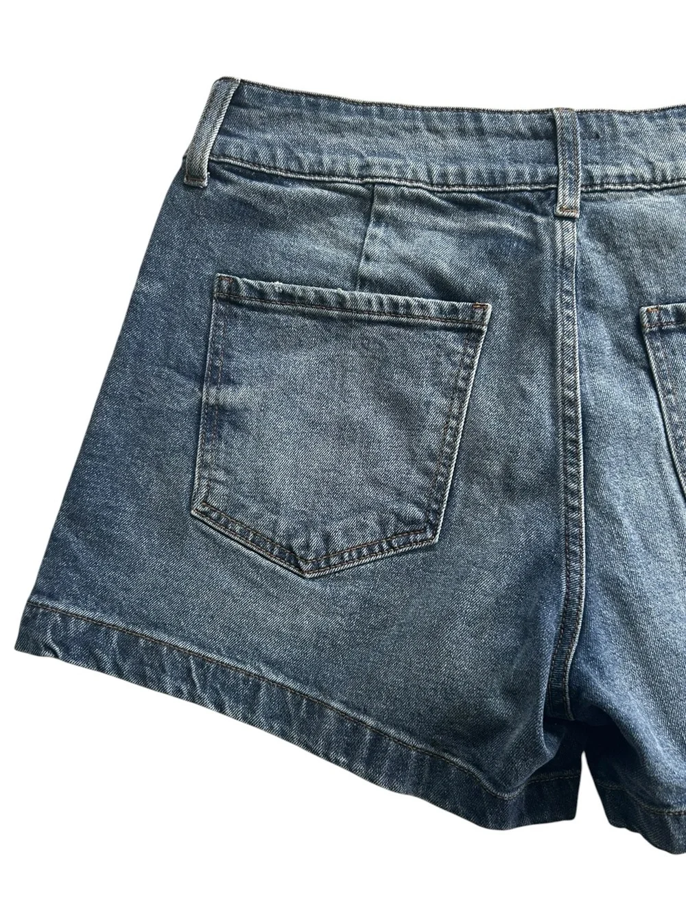 Kut From The Kloth Jane High Rise Long Short Zipper Patch Pockets Size 8 Sailor